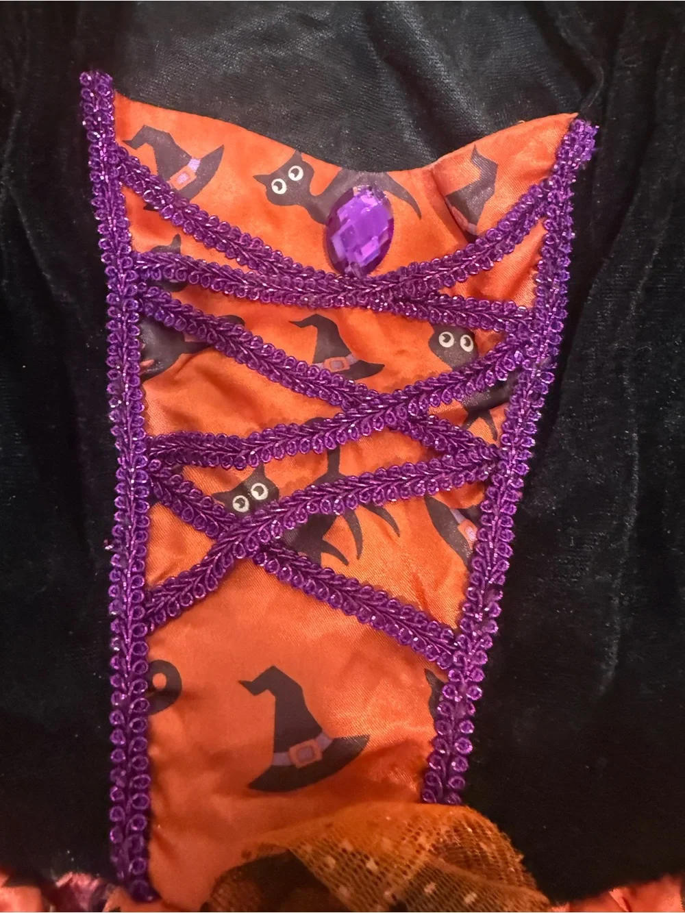 Toddlers Halloween Witch Costume Dress - Black, Orange & Purple